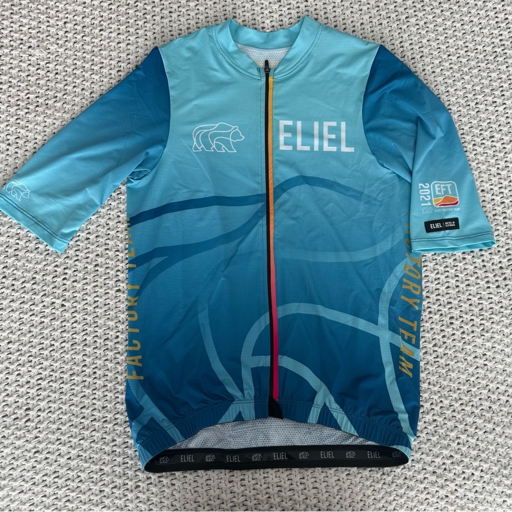 Eliel Mens Factory Team Cycling Jersey - Lightweight Blue & Yellow